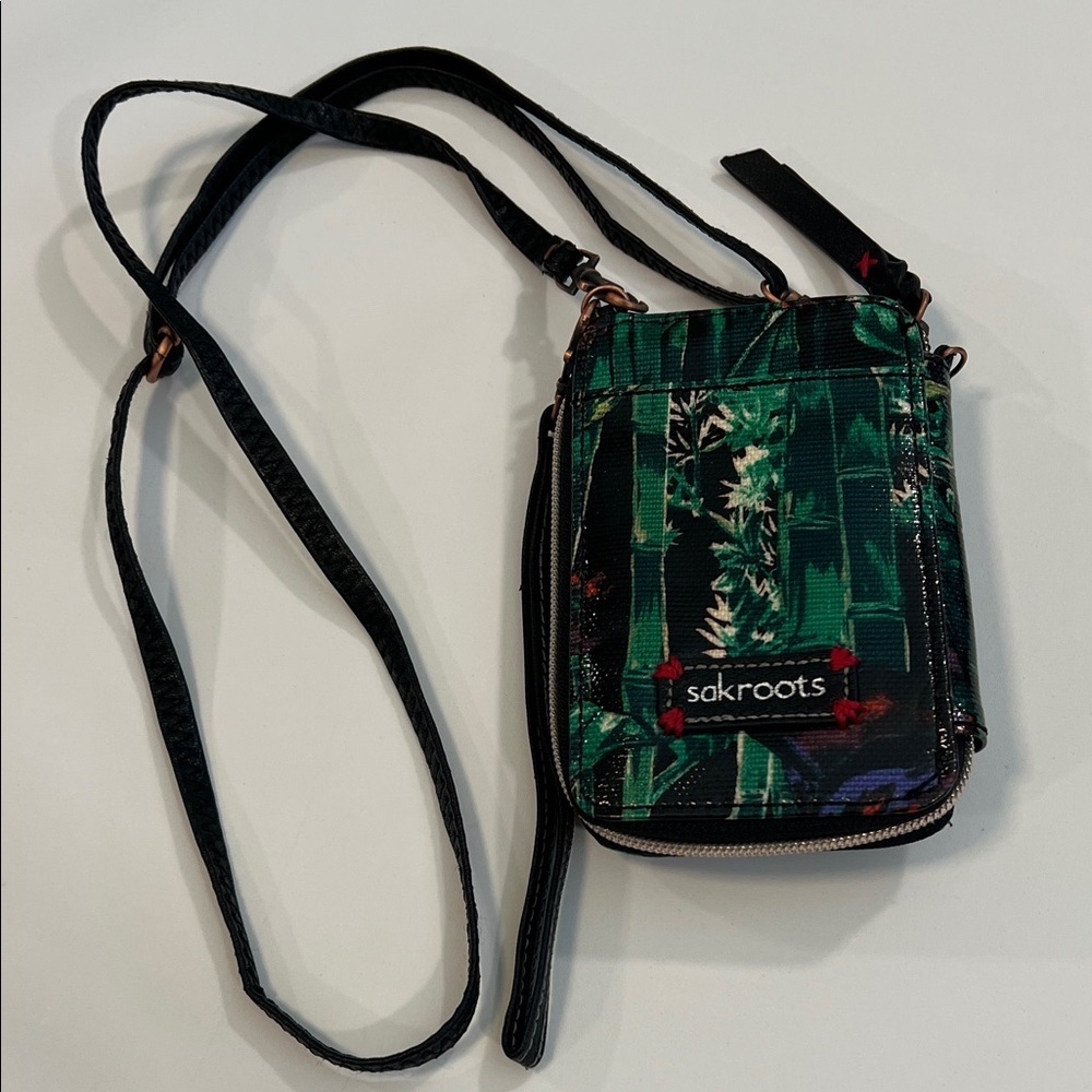 Sakroots -‎ mini, Green/Black Bamboo Crossbody Bag
